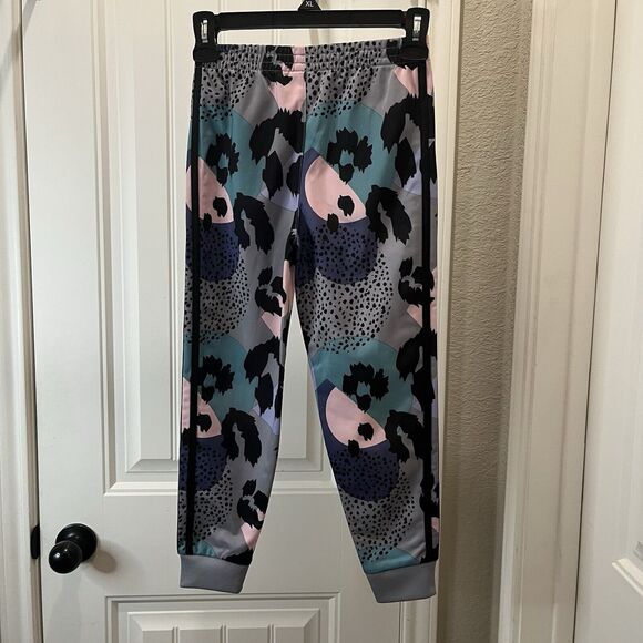 Adidas All Over Print Tricot Gray Purple Pink Joggers Pull On Pants Girls Size 6 - Picture 6 of 9